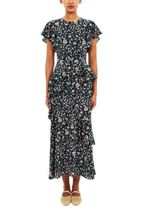 Amaia Cascading Ruffle Midi Dress