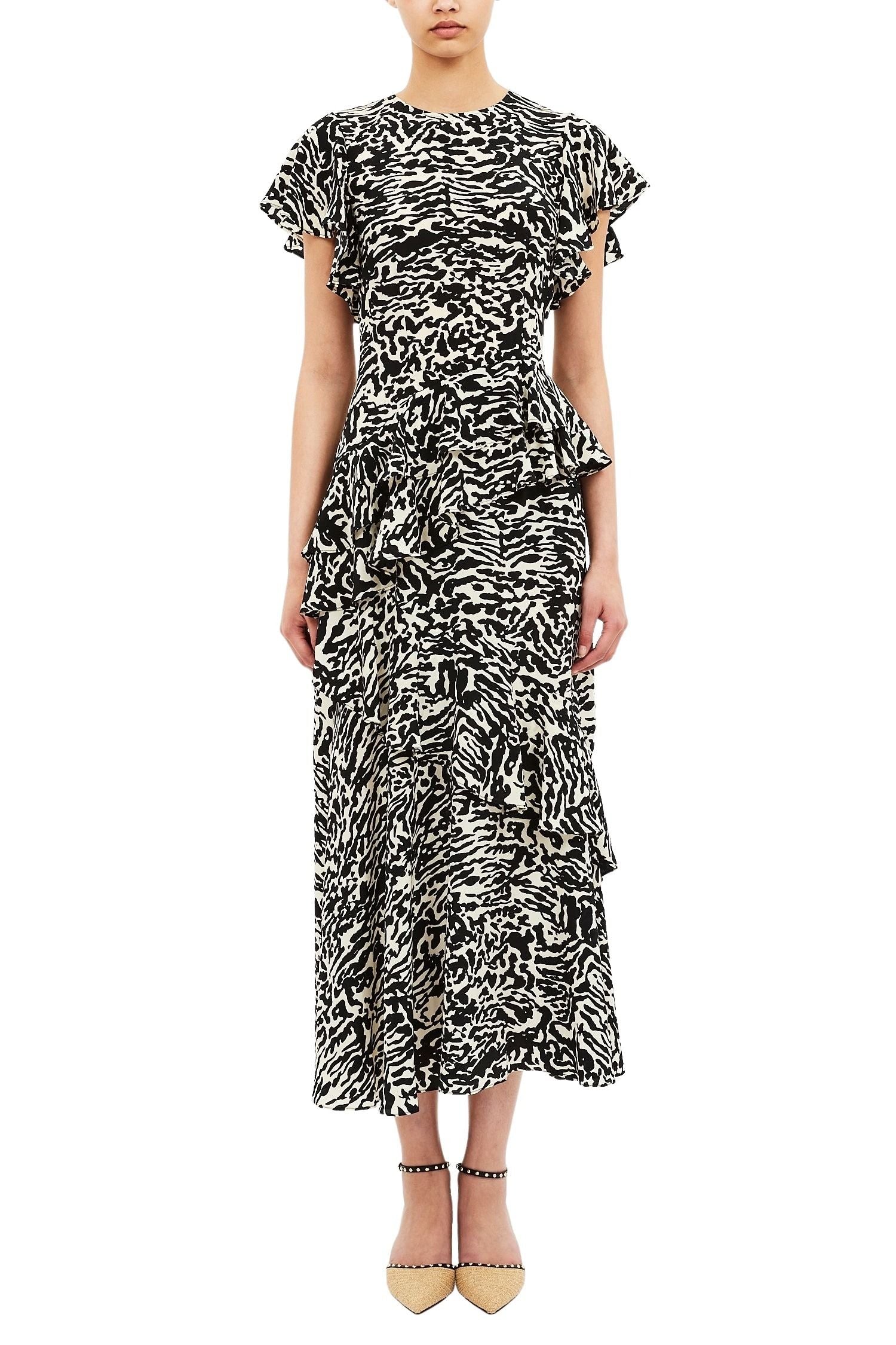 Amaia Cascading Ruffle Midi Dress