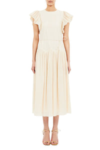 Sylvaine Flutter Sleeve Midi Dress