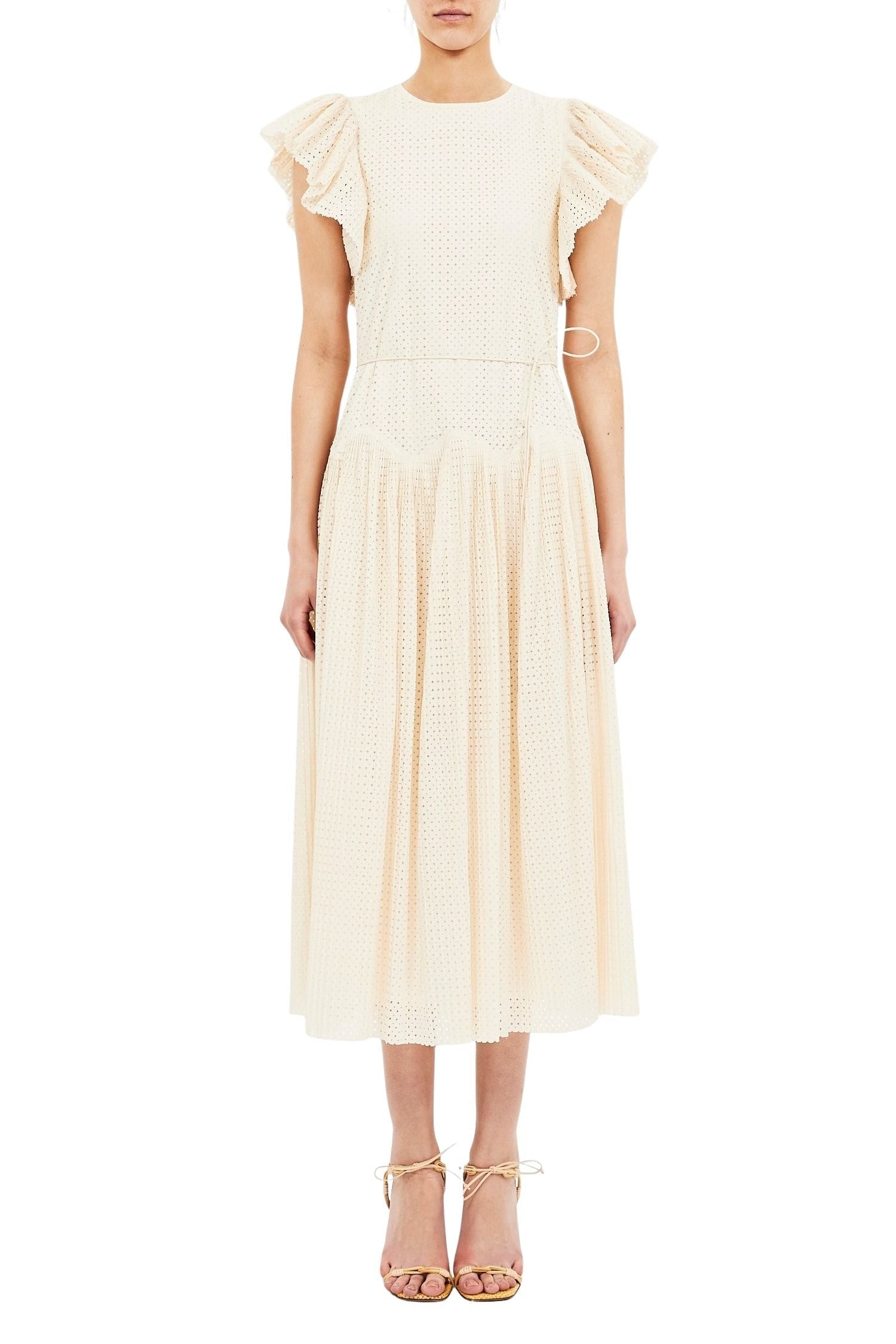 Sylvaine Flutter Sleeve Midi Dress