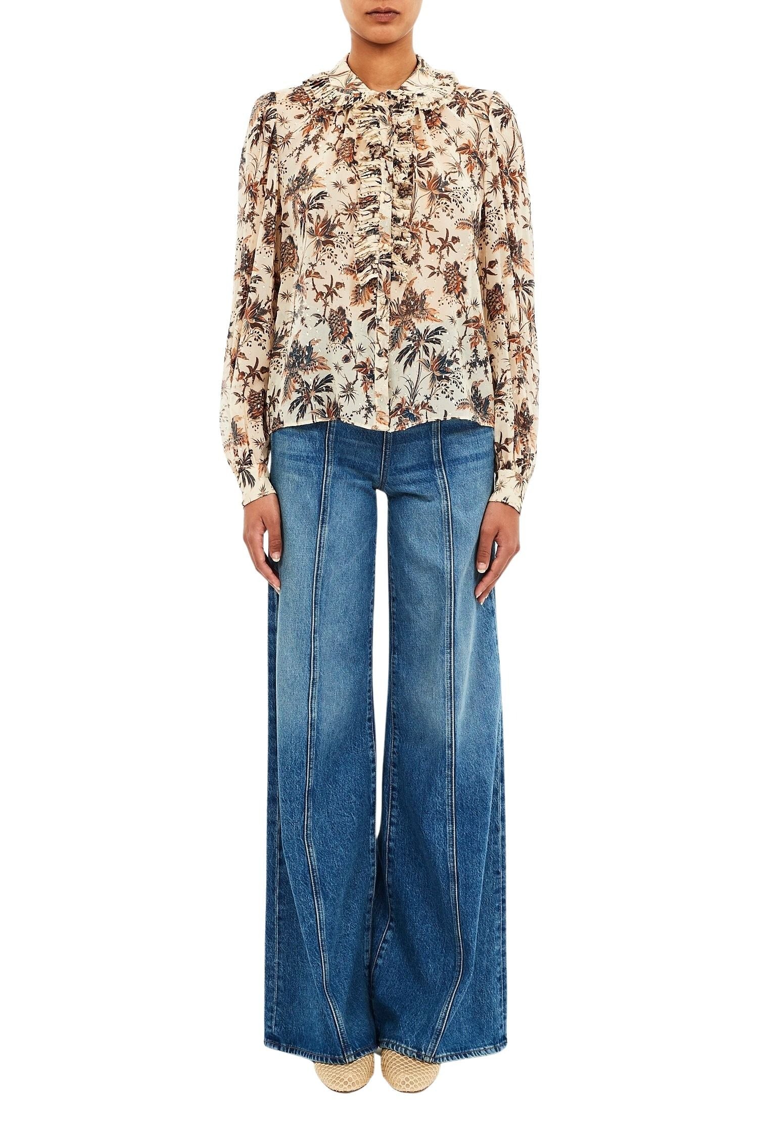 Nina Ruffle Placket Btn Front Blouse