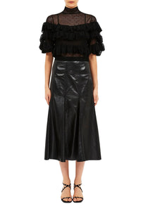 Noemi Fit and Flare Leather Skirt