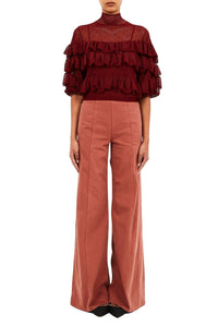 Corinna Mock Neck Tiered Ruffle Top
