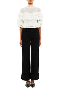 Corinna Mock Neck Tiered Ruffle Top