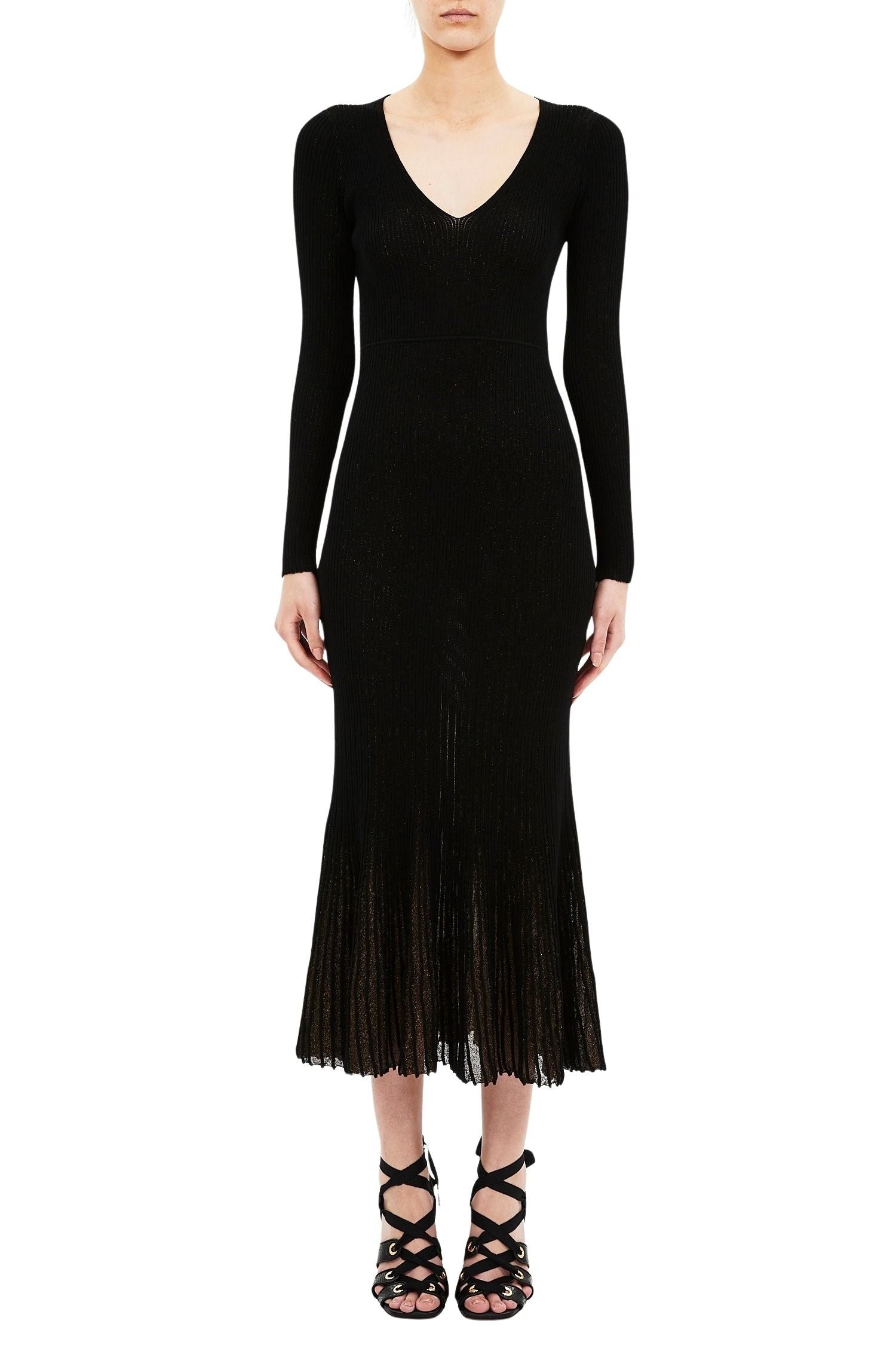Zeda LS V Neck Midi Dress