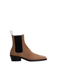 Bottines Chelsea pointues en daim - Dark Beige