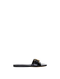 Mules plates à boucles en cuir - Black