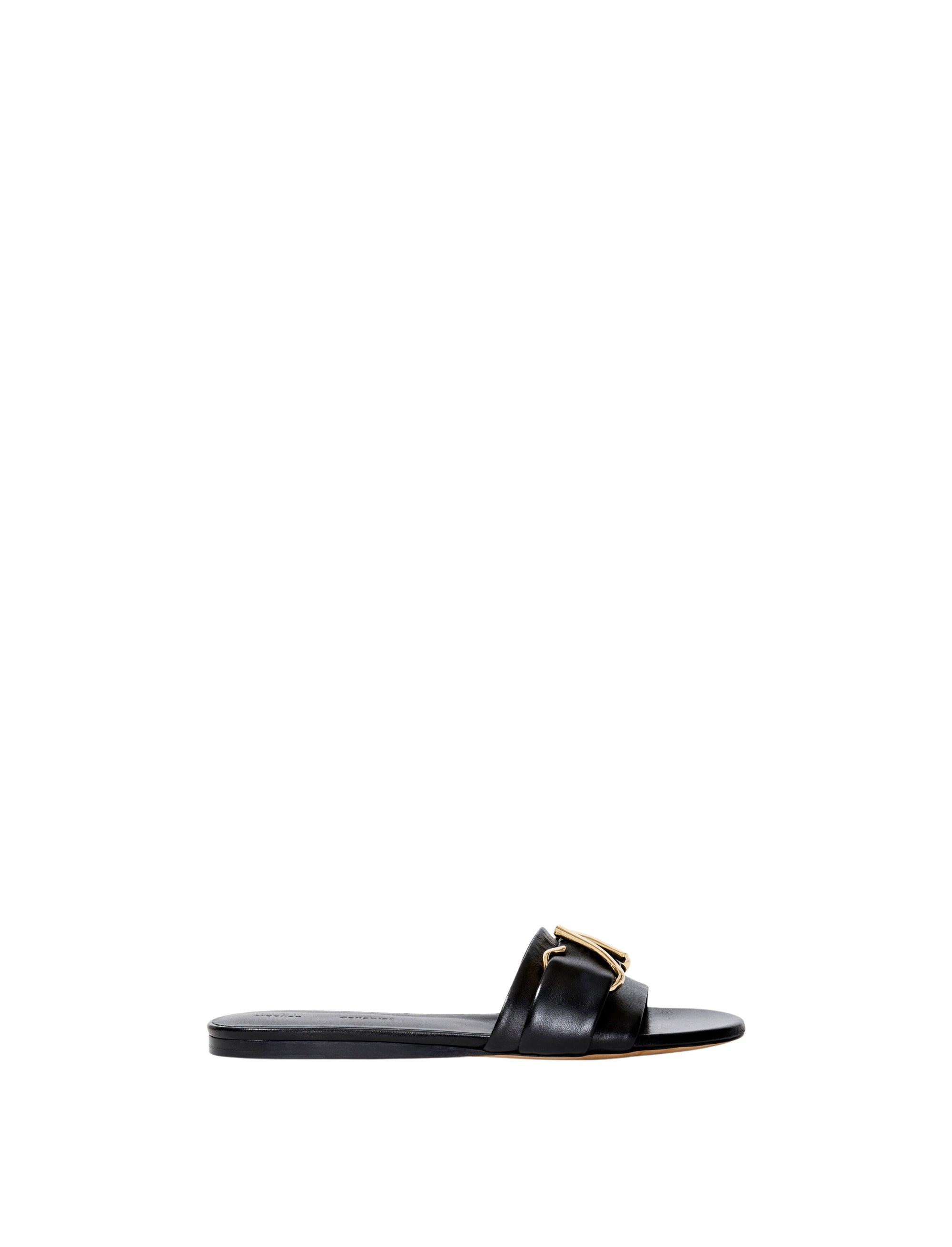 Mules plates à boucles en cuir - Black