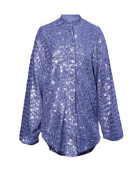 Chemise à col mao et pailletes - Lavender
