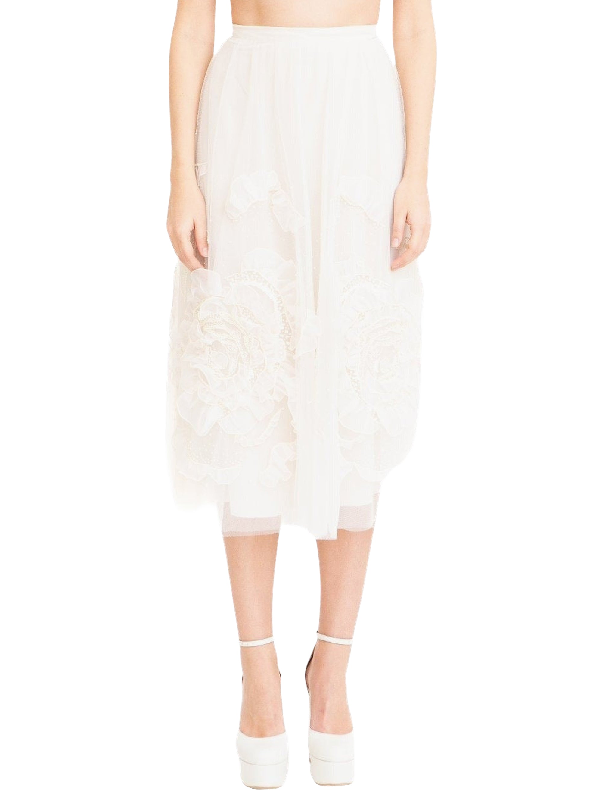 Floral tulle midi skirt - Jet Stream