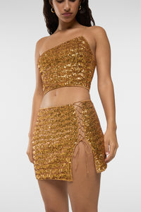 Mini-jupe en dentelle à paillettes - Ambra