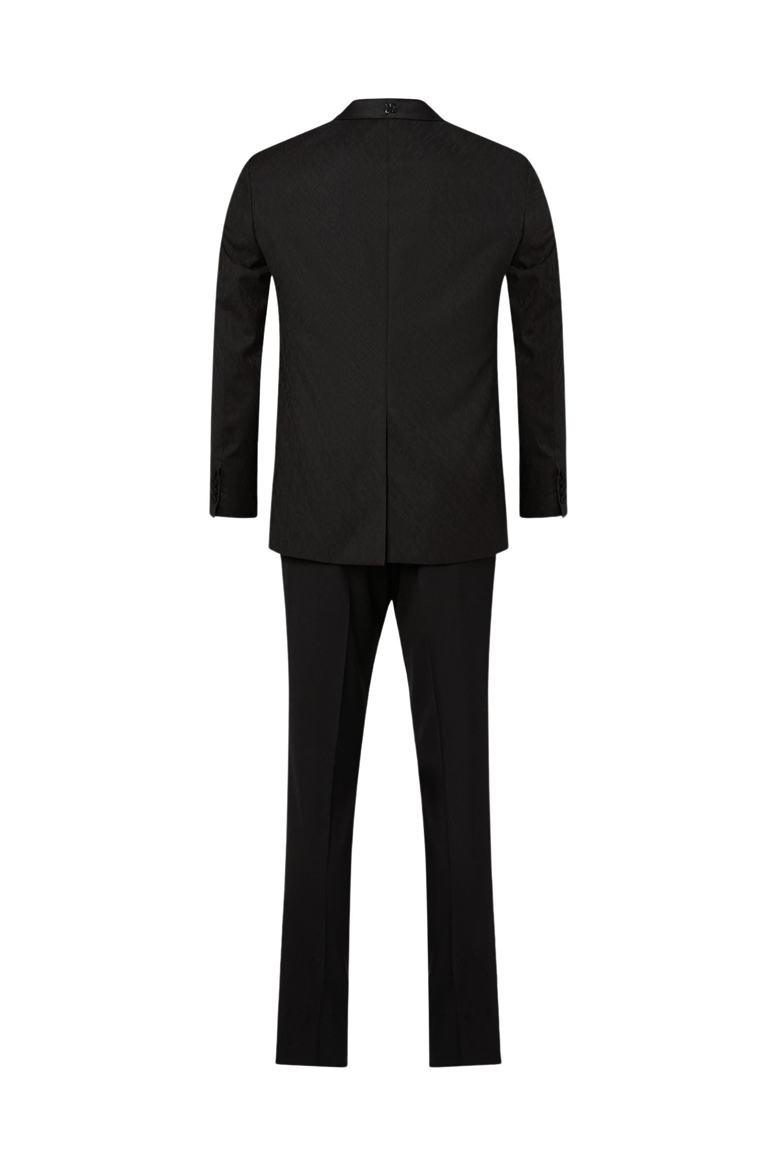 Costume tissé en laine et soie - Noir
