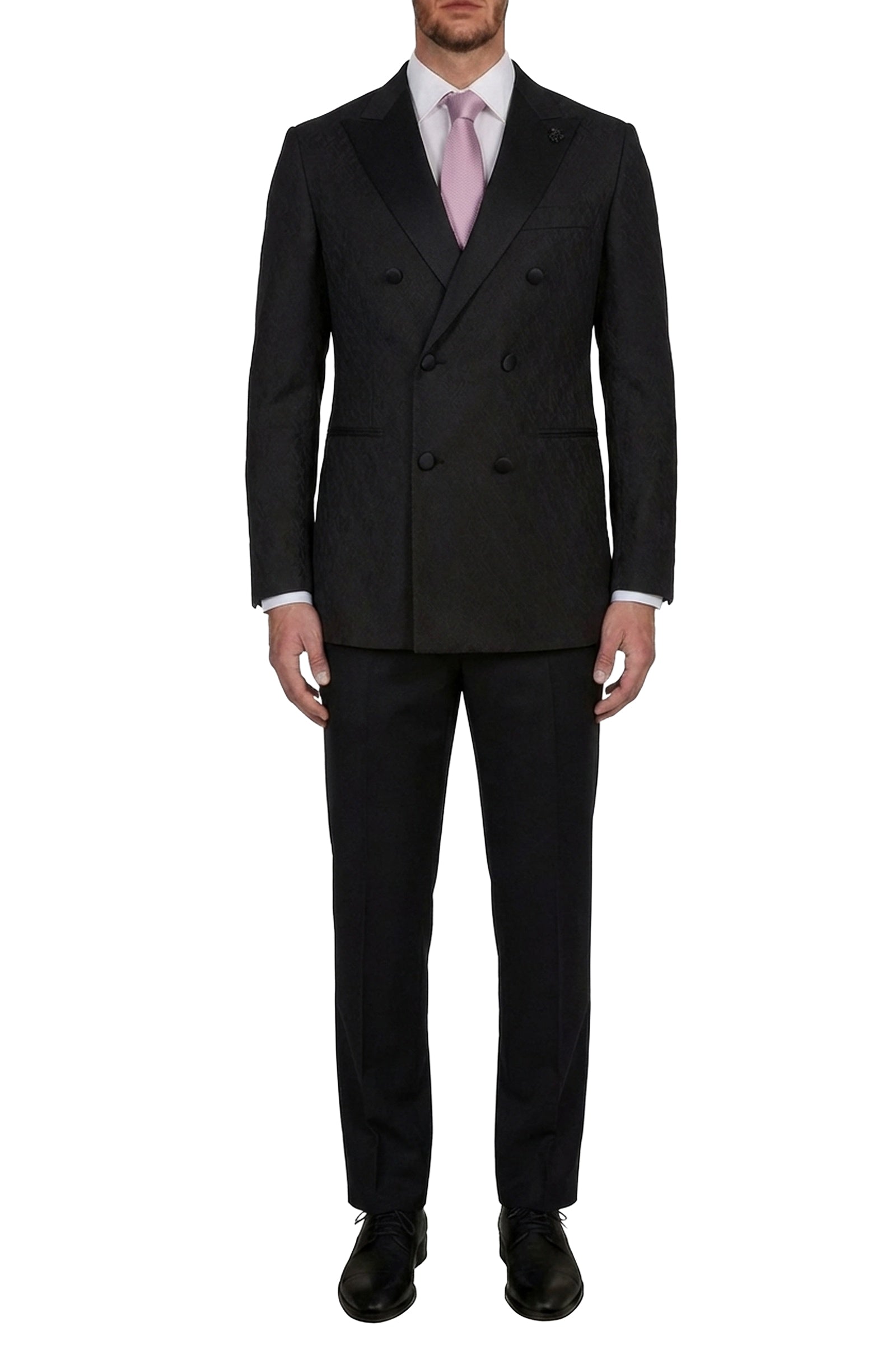 Costume tissé en laine et soie - Noir