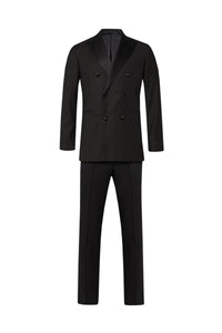 Costume tissé en laine et soie - Noir