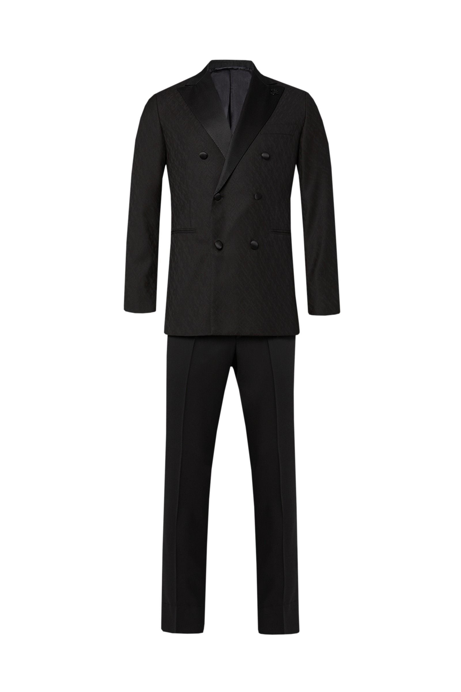 Costume tissé en laine et soie - Noir