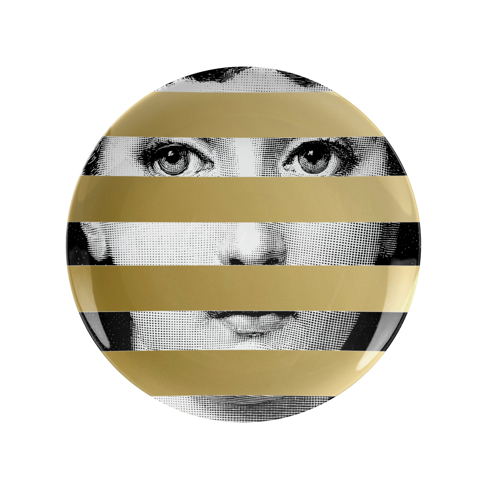 Tema e Variazioni n.29 porcelain plate - Gold & Black & White