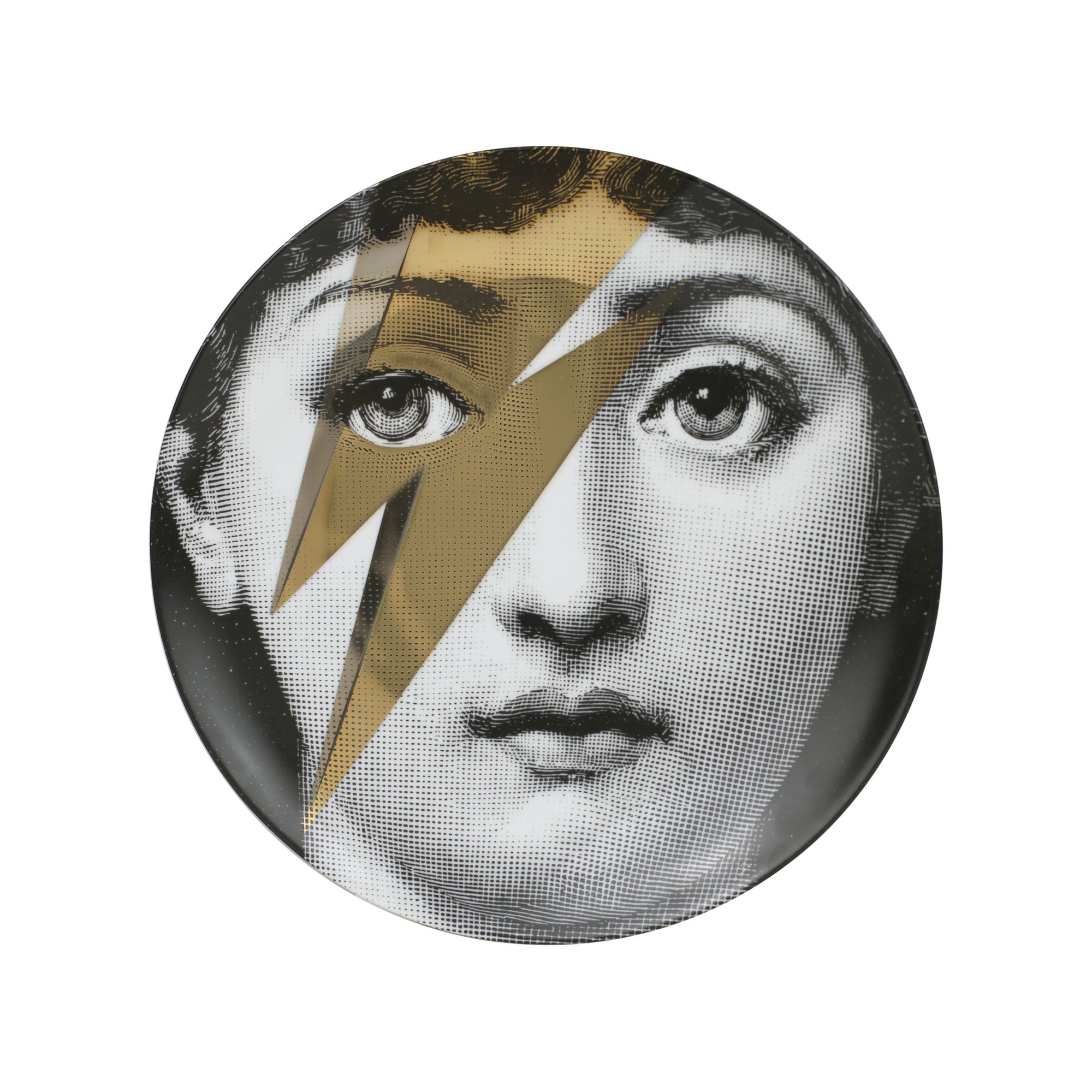 Tema e Variazioni n.375 porcelain plate - Gold & Black & White