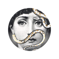 Tema e Variazioni n.383 porcelain plate - Gold & Black & White