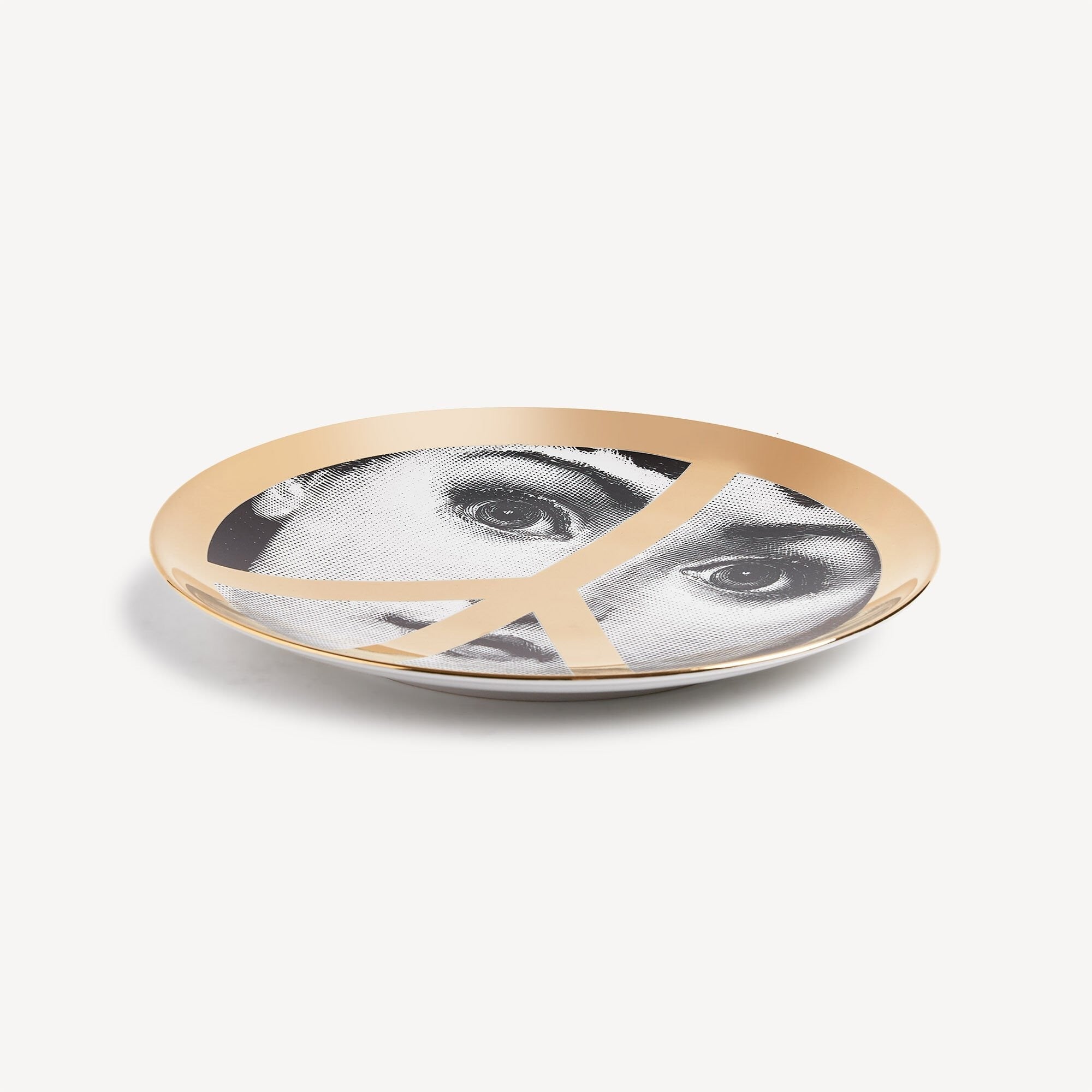 Assiette Tema e Variazioni n°405 en porcelaine - Or & Noir & Blanc