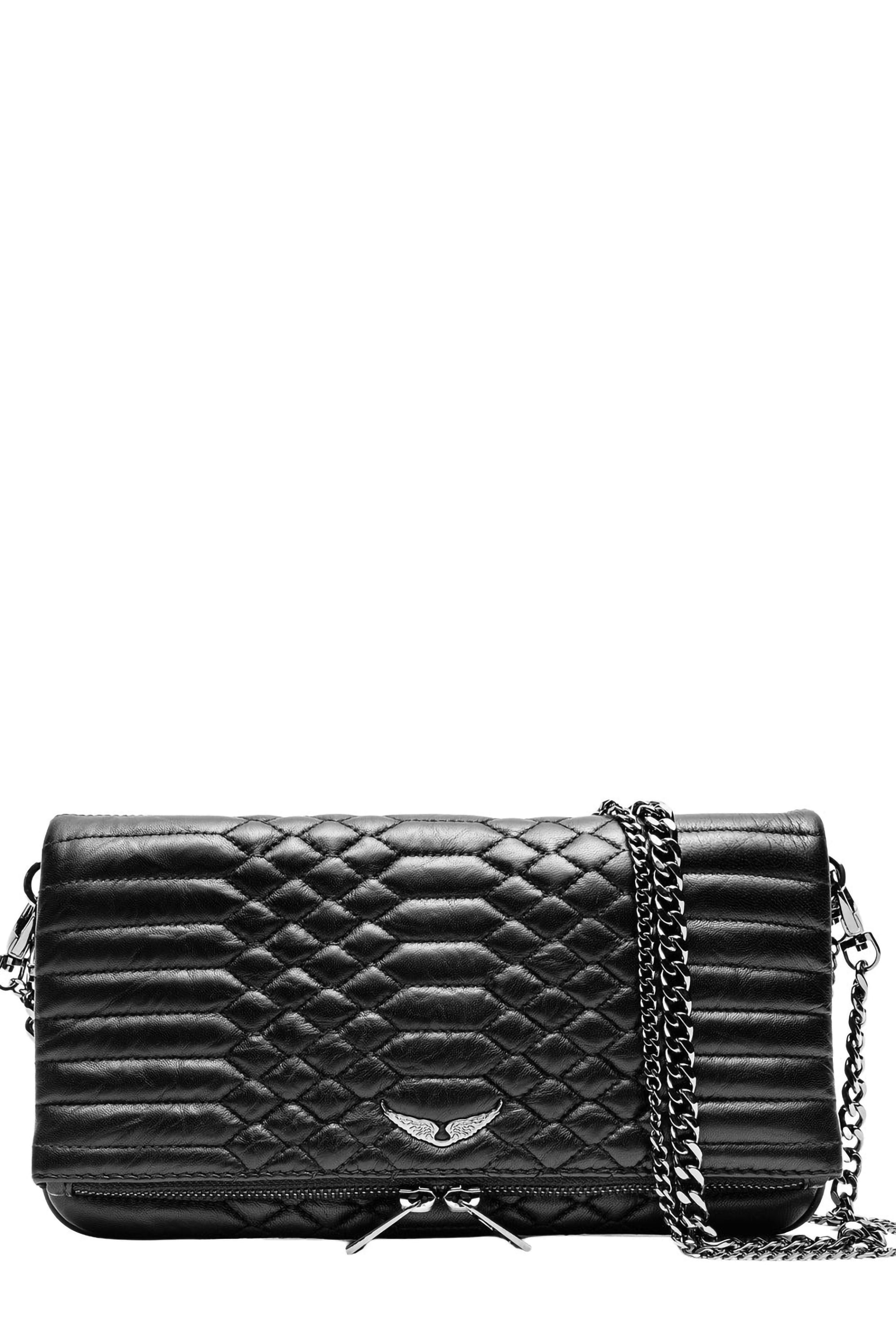 Pochette Rock matelassée en cuir - Noir