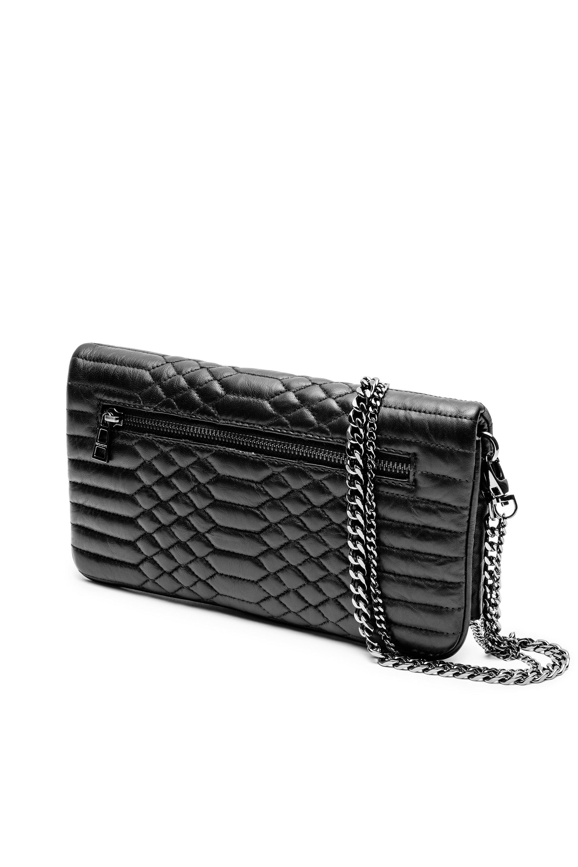 Pochette Rock matelassée en cuir - Noir