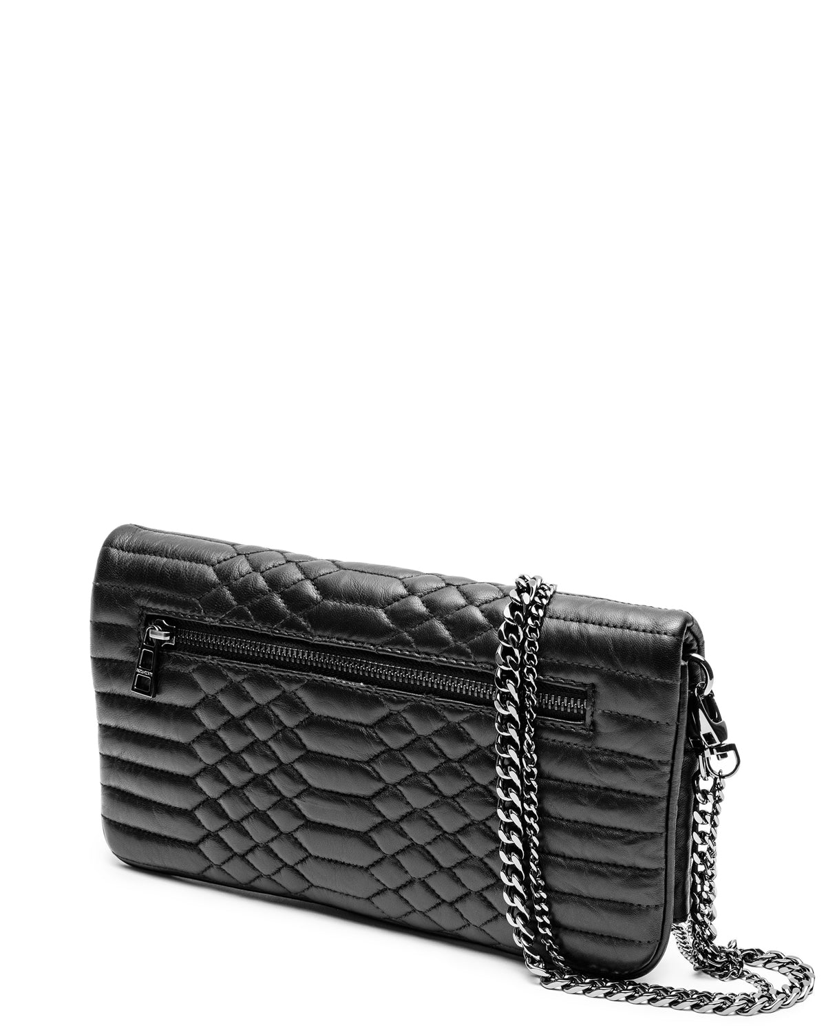 Pochette Rock matelassée en cuir - Noir