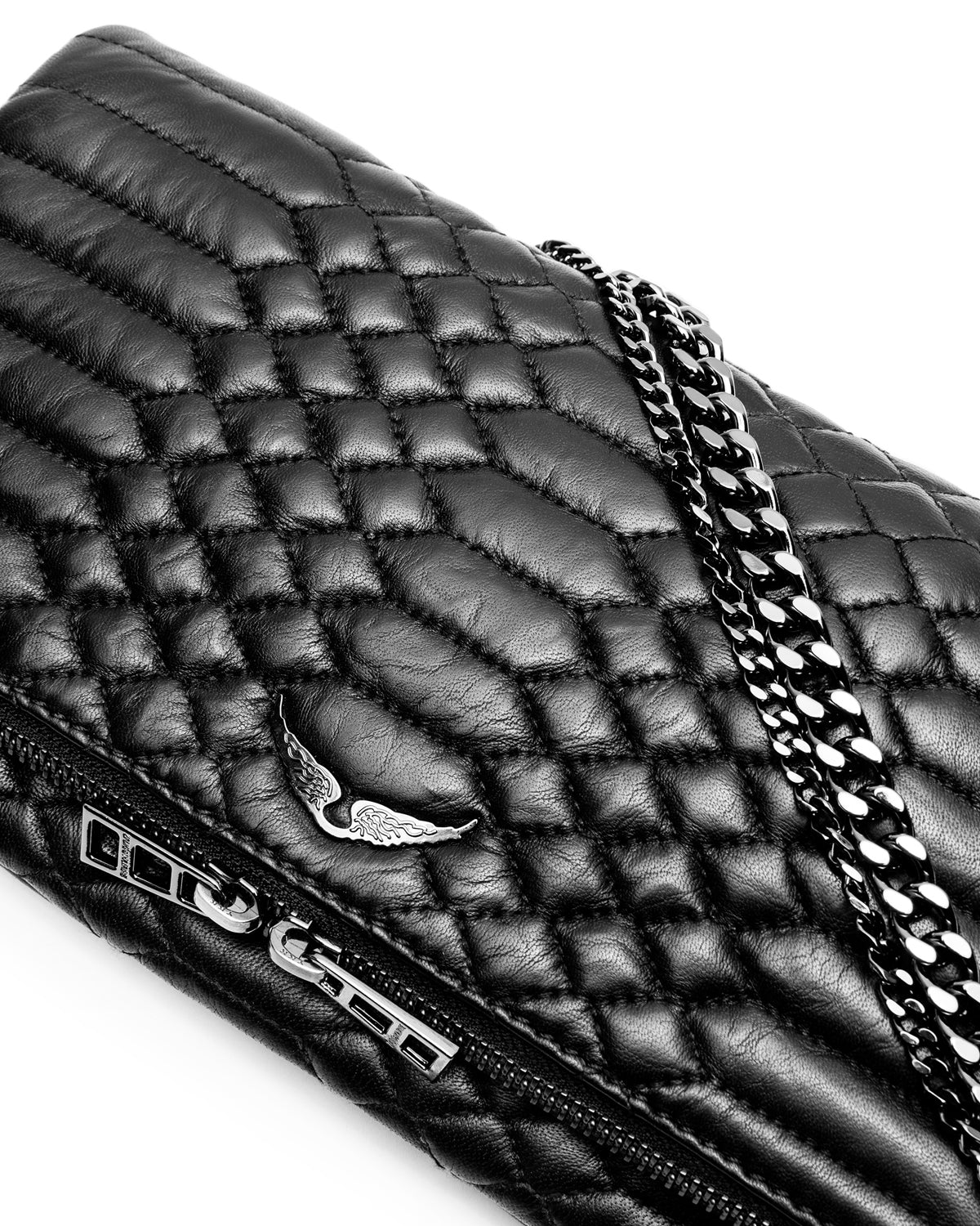 Pochette Rock matelassée en cuir - Noir