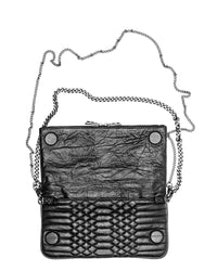 Pochette Rock matelassée en cuir - Noir