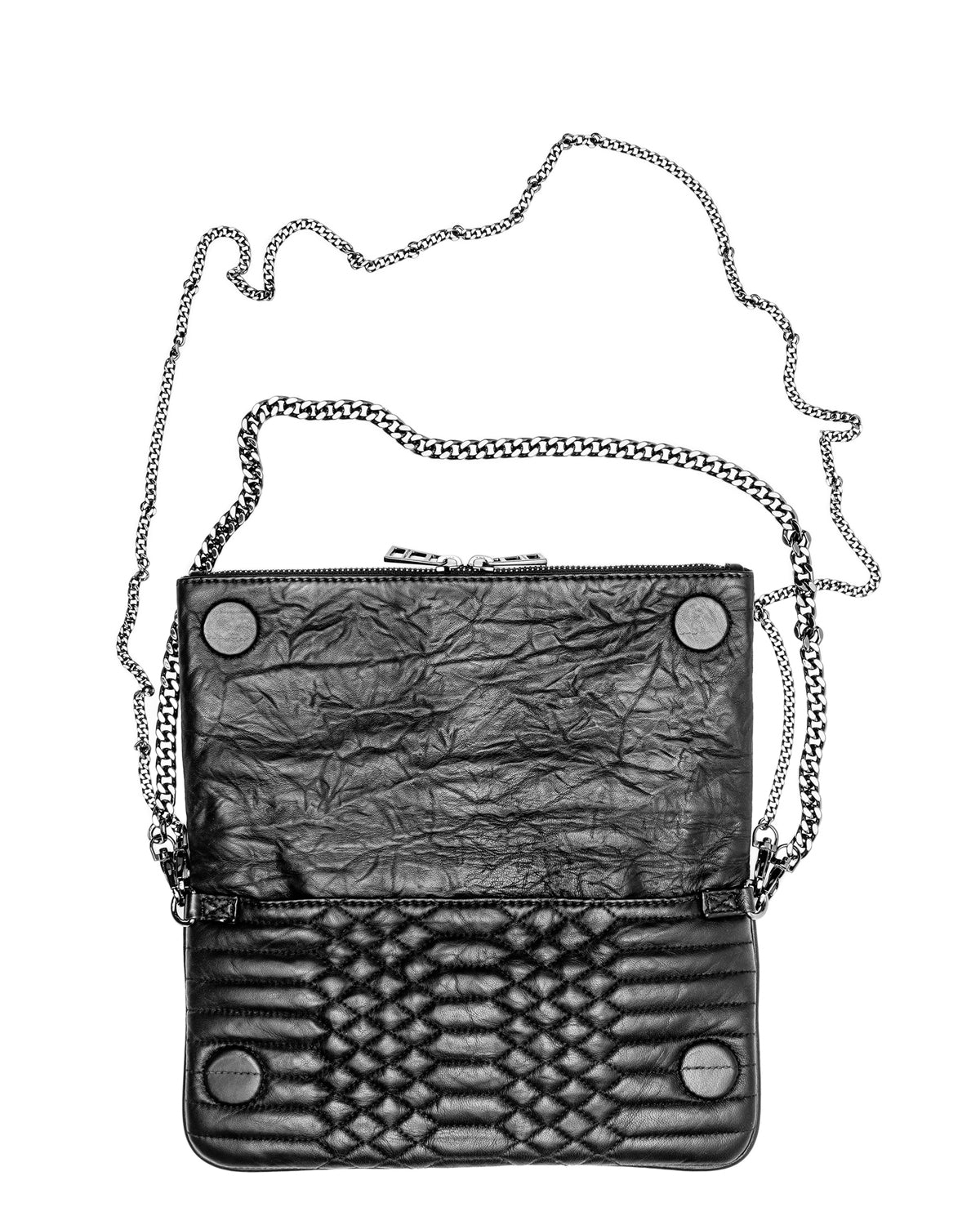 Pochette Rock matelassée en cuir - Noir