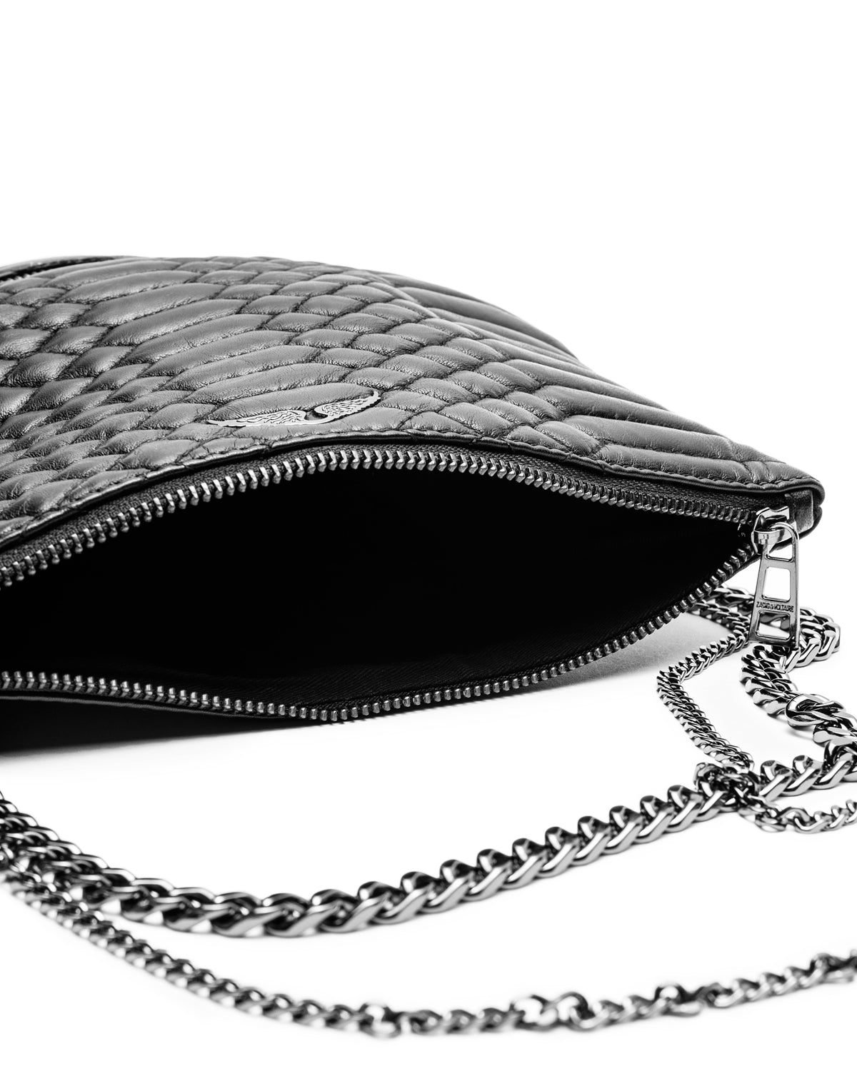 Pochette Rock matelassée en cuir - Noir
