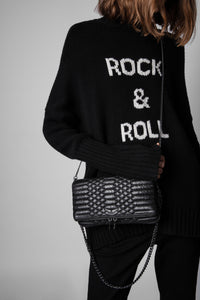 Pochette Rock matelassée en cuir - Noir