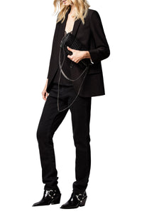 Pochette Rock matelassée en cuir - Noir