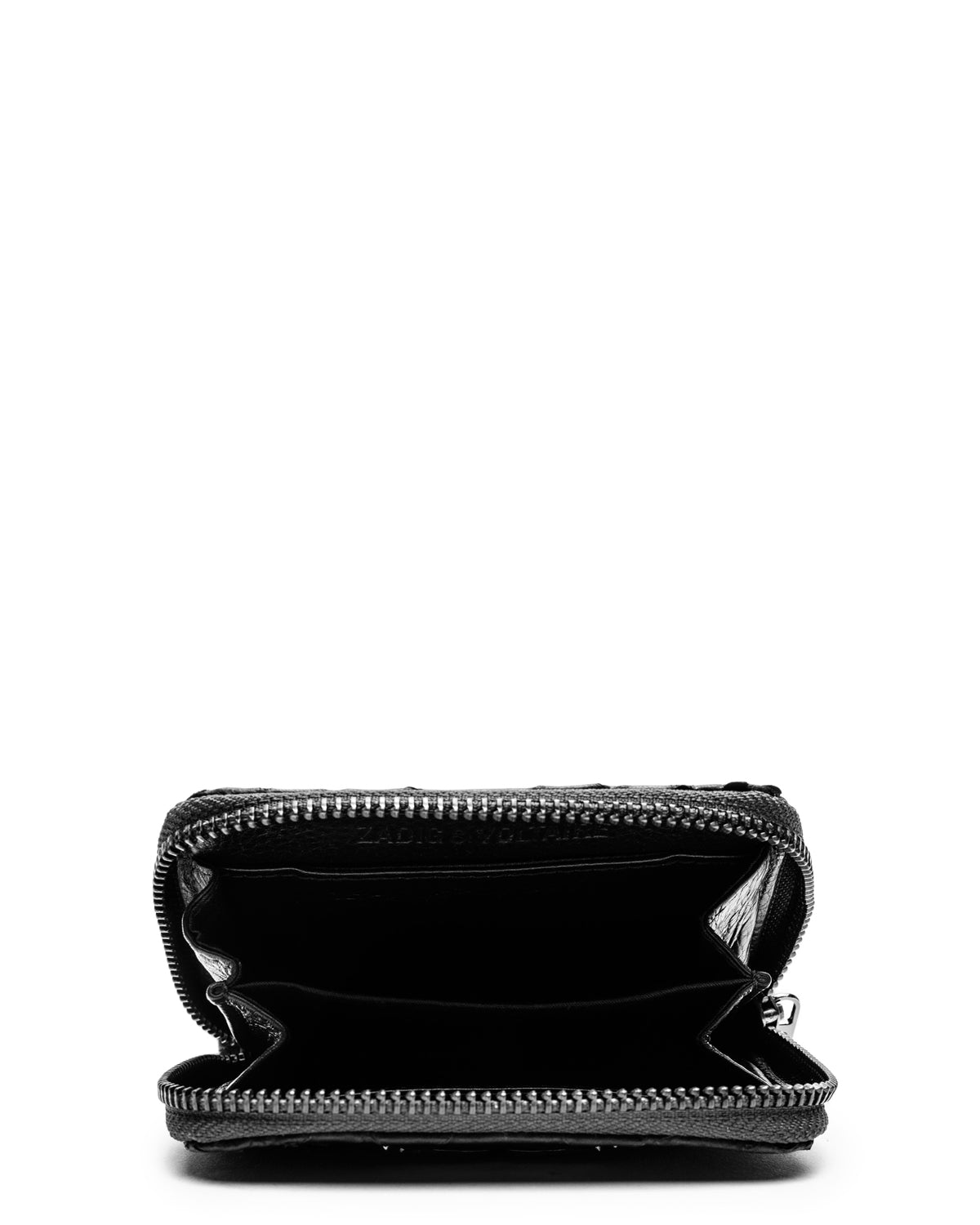 Mini porte-monnaie à logo " ZV" Savage en cuir - Noir