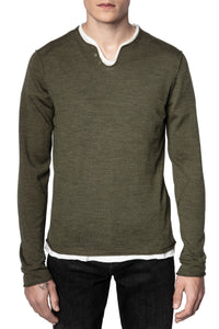 Pull Monastir en laine mérinos - Kaki