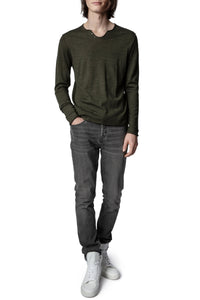 Pull Monastir en laine mérinos - Kaki