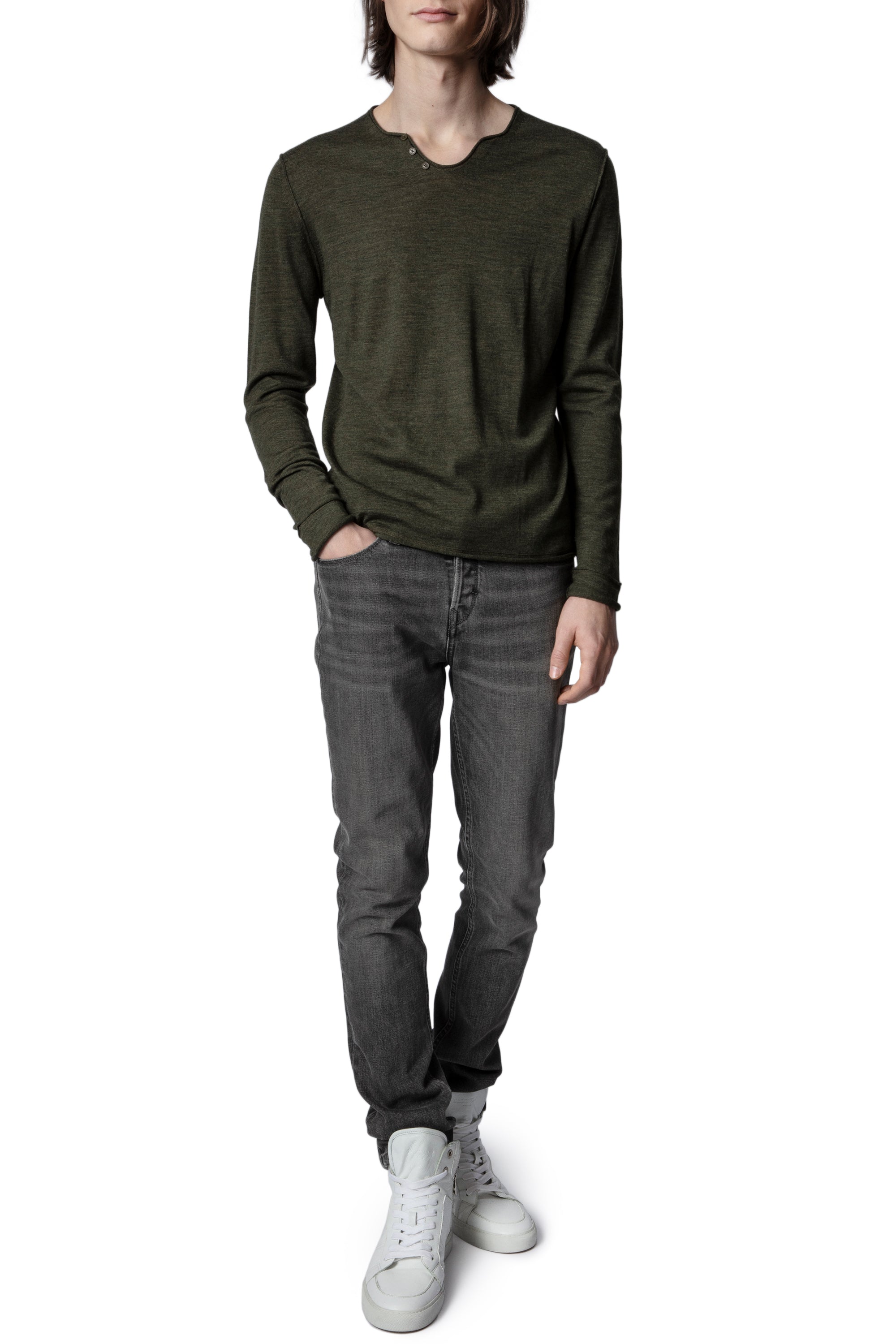 Pull Monastir en laine mérinos - Kaki