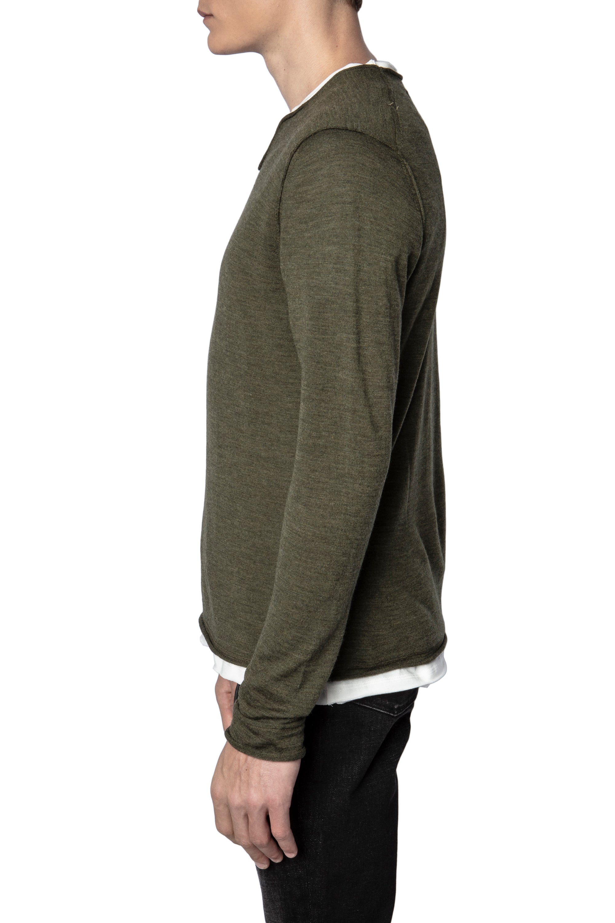 Pull Monastir en laine mérinos - Kaki