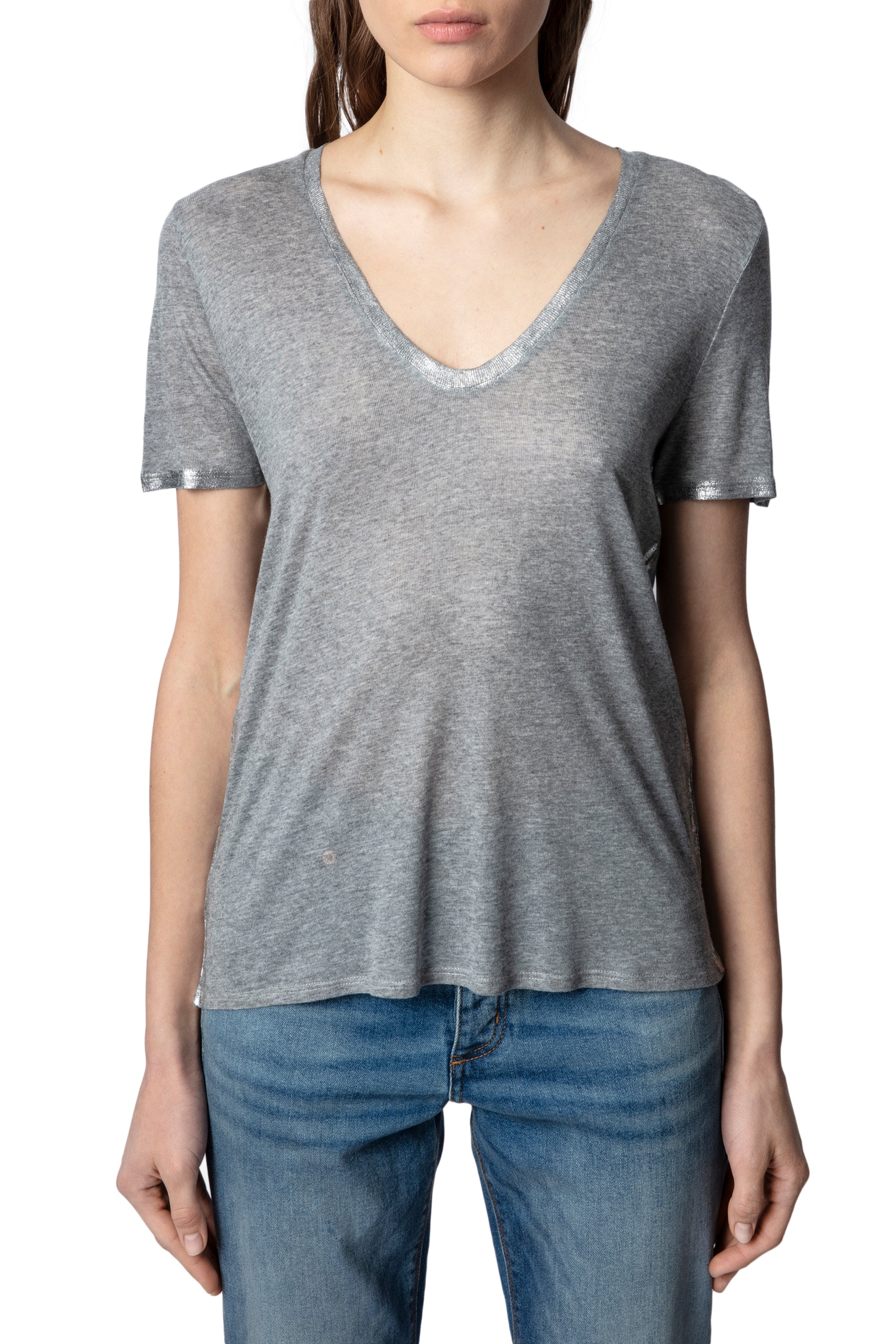 ZHORS LIGNE GRIS CHINE TINO FOIL PERMANENT TEE-SHIRT