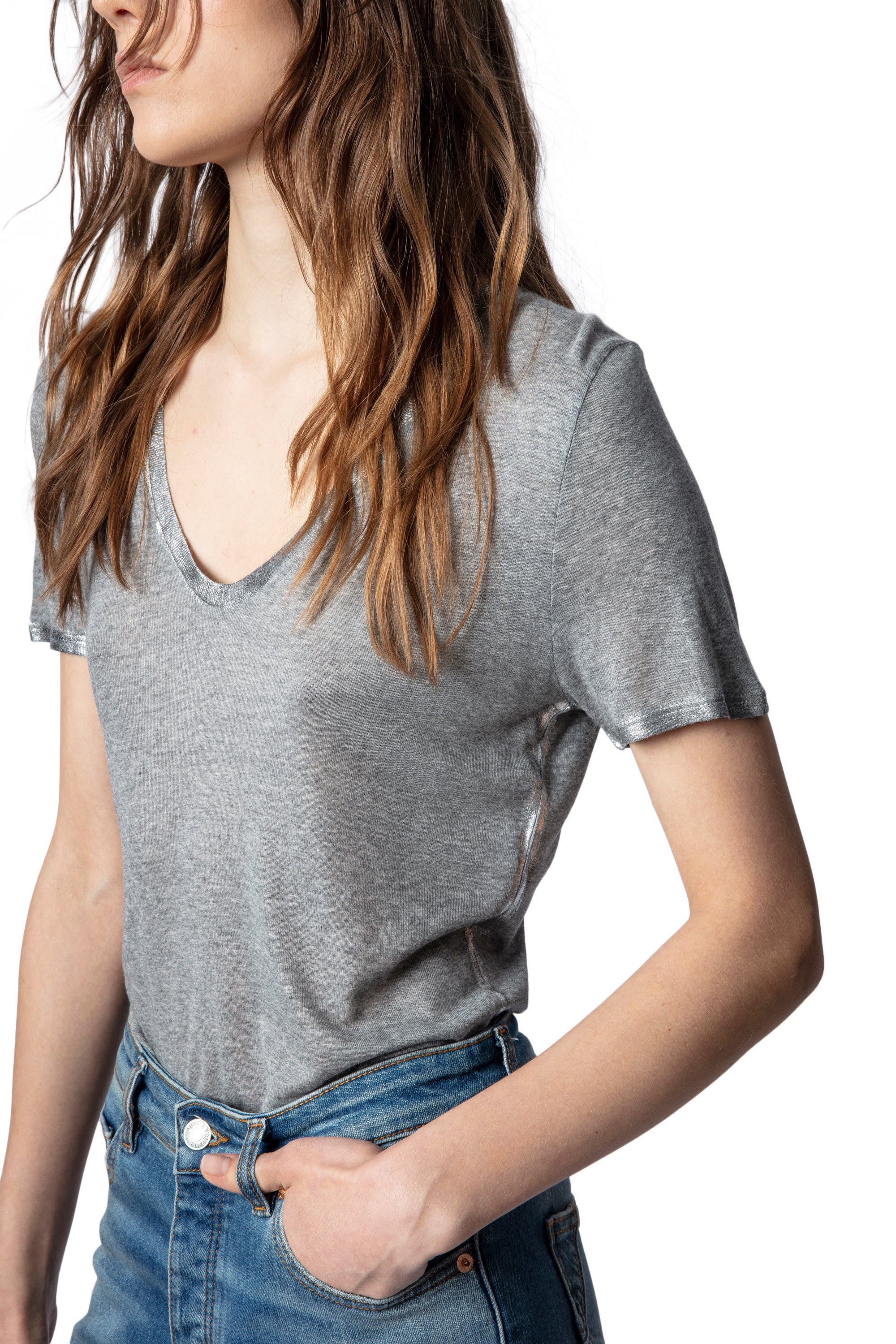 ZHORS LIGNE GRIS CHINE TINO FOIL PERMANENT TEE-SHIRT
