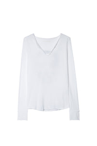 T-shirt à col tunisien Strass - Blanc
