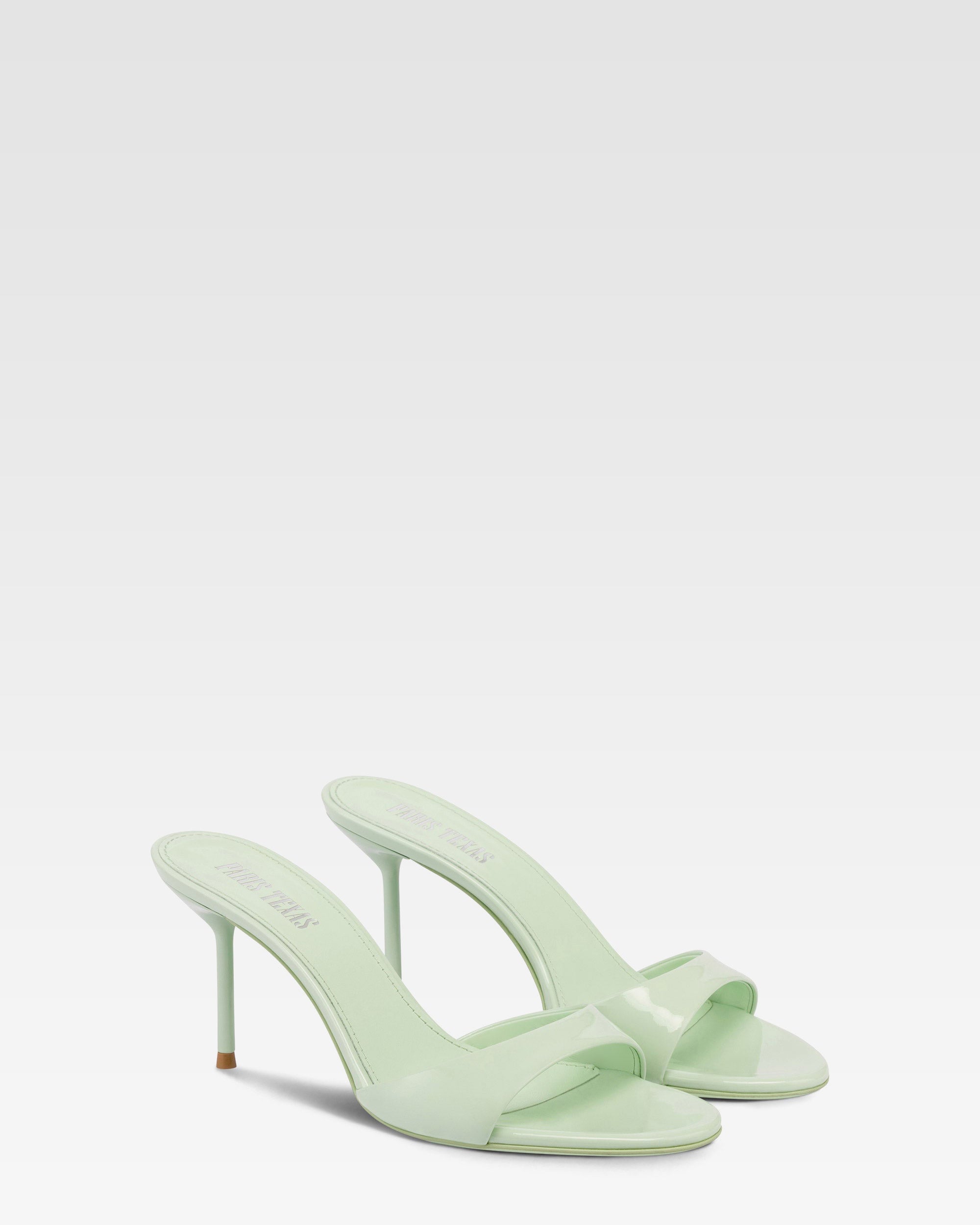 Mules à talons Lidia 70 en cuir verni - Celadon