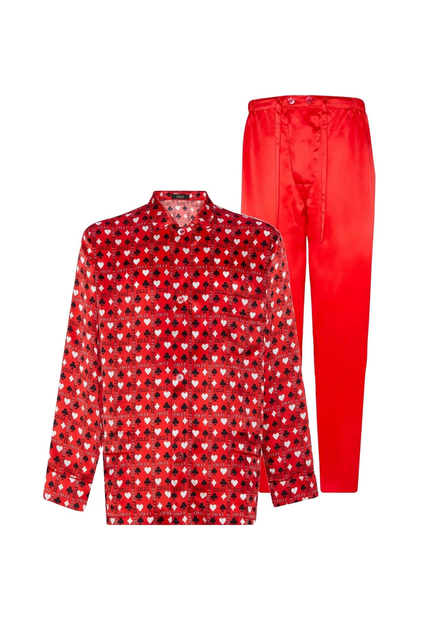 Pyjama imprimé en soie - Rouge