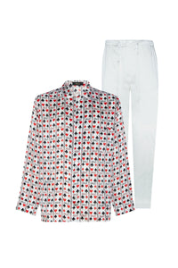 Pyjama imprimé en soie - Blanc