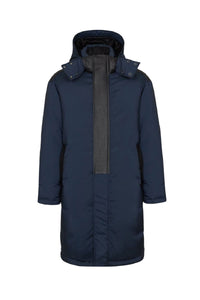 Parka matelassée à empiècements en laine - Bleu & Noir