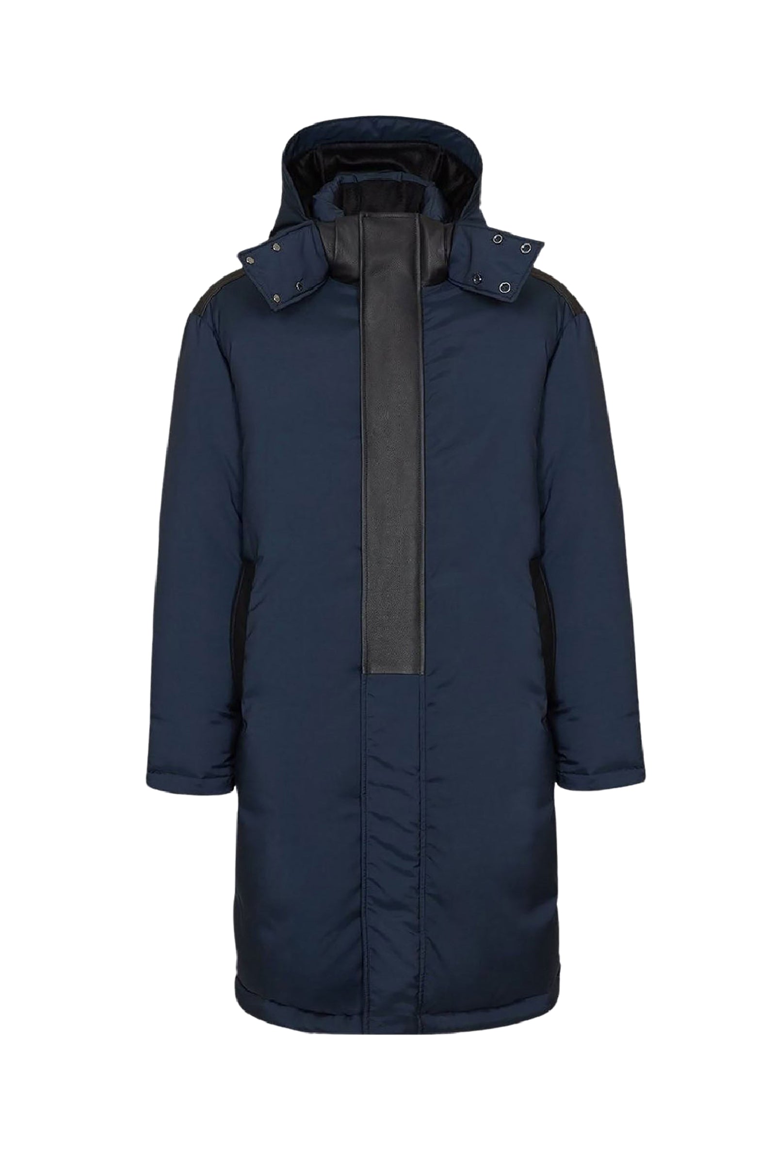 Parka matelassée à empiècements en laine - Bleu & Noir