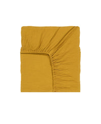 Drap-housse Como en gaze de coton - Moutarde