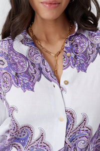 Chemise Paige à boutons imprimée - Amethyst