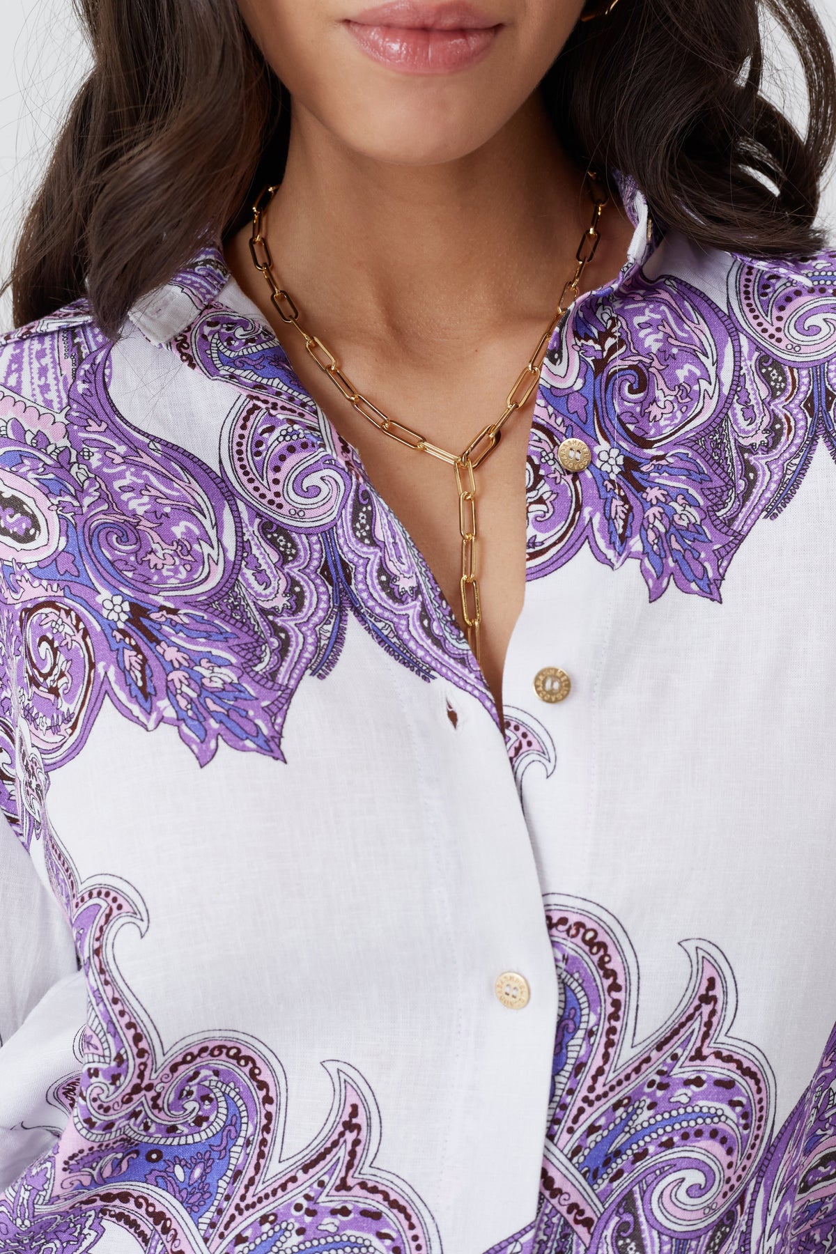 Chemise Paige à boutons imprimée - Amethyst