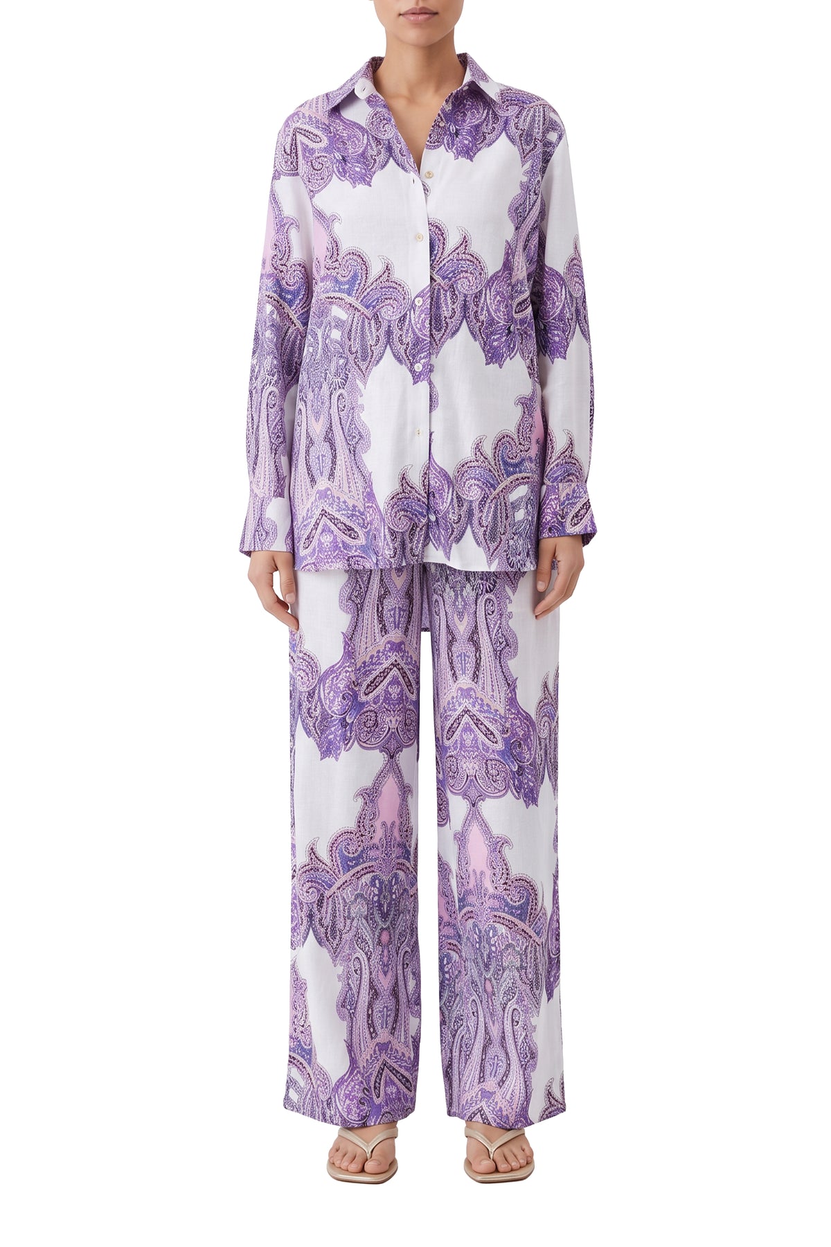 Chemise Paige à boutons imprimée - Amethyst