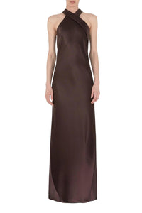Pandora Satin Maxi Gown - Chocolate